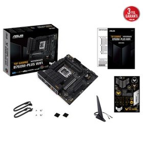 Resim ASUS TUF GAMING B760M-PLUS WIFI, 4xDDR5, 2x M.2, HDMI, DP, Type-C, Wi-Fi 6, Bluetooth v5.2, 12-13.Nesil, LGA1700 Soket, GAMING Anakart 