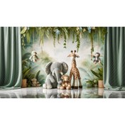 Resim Venspor Sevimli Orman Hayvanları Arkaplan, Çocuk Odası Temalı, 200x150cm Fon, Duvar Örtüsü 