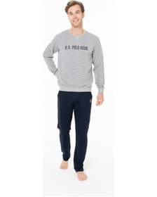 Resim U.S. Polo Assn. Erkek Kışlık Lisanslı Uzun Kol Pijama Takım 18934 Gri Melanj 