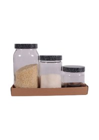 Resim Herevin 139357-810 Granit Desenli Kavanoz Seti 3'lü 425-660-1000 Ml 