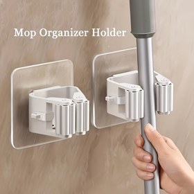 Resim Duvara Monte Edilebilir Süpürge Düzenleyici Tutucu - Süngerler, Süpürgeler ve Moplar için Dayanıklı ve Alan Tasarrufu Sağlayan Depolama Rafı - Banyo, Yatak Odası, Oturma Odası, Giriş için İdeal - Ev ve Yurt Kullanımı İçin Askı saç tokası 