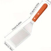 Resim Paslanmaz Çelik Spatula Seti - Dayanıklı Metal Pişirme Aletleri Ahşap Saplı, Ayna Cilalı, Pürüzsüz Kenarlı, Kolay Temizlenir - Izgara, Çevirme ve Karıştırma İçin Mutfak Aletleri 