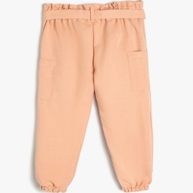 Resim Koton Kargo Jogger Pantolon Kuşak Detaylı Cepli Pembe 4smg40024aw Gül 