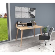 Resim WOODFACE Kelly Masif Ofis Çalışma Masası 110x60 Doğal Ahşap Tek Raflı Ağaç Ayak 