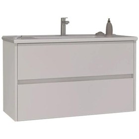 Resim Orka Side 85 Cm Çekmeceli Beyaz Banyo Dolabı Alt Modül Lavabo Çok Renkli 
