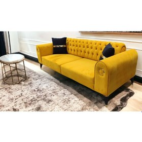 Resim İdeal Üçlü Koltuk Sarı 