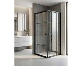 Resim Durul Duşakabin Kare Siyah Çizgi 