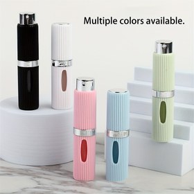 Resim 1 Adet 8ml Döndürmeli Dolum Tabanlı Parfüm Şişesi - BPA İçermeyen Seyahat Sprey Şişesi, Yeniden Kullanılabilir Kozmetik Kap, Esansiyel Yağlar ve Losyonlar için - Kompakt & Sızdırmaz (Siyah/Beyaz/Pembe/Mavi-Yeşil) - Seyahat, Ev veya Hediye için İdeal, Parfüm Doldurma, Ev Kokusu Saklama, Şık Koku Dağıtıcı, Yüksek Kaliteli Püskürtücü, Hediye Alışverişi 