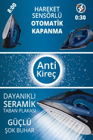 Resim Kiwi 2400 W Seramik Tabanlı Buharlı Ütü KSI-6345 