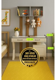 Resim Alin Çalışma Masası Mdf Gövde Ağaç Ayaklı Fonksiyonel Ve Modern Genç Odası Masası Bej 