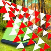 Resim 99.97 metre Kırmızı ve Beyaz Üçgen Bayraklar - Canlı Karnaval & Dış Mekan Parti Dekoru, Festival, Temalar ve Bahçe Etkinlikleri için Kolay Asılan Yeniden Kullanılabilir Polyester Bayraklar, Mevsimlik Kutlamalar | Canlı Dekorasyon | Yeniden Kullanılabilir Bayraklar, Büyük Dış Mekan Bayrakları 