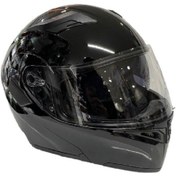 Resim Vox Parlak Siyah Medium Beden Çene Açılır Kask Çok Renkli 