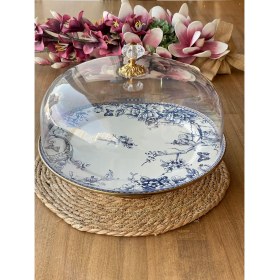 Resim Rossev Blue Emaye Kek Fanusu 