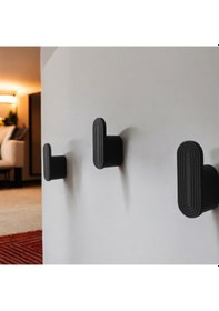 Resim Minimalist 4'lü Duvar Askısı - Plastik, Vida Montajlı, Şık Ve Kul Siyah 