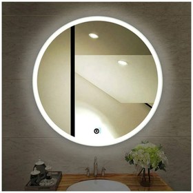 Resim eagle mirror 95x95cm Yuvarlak Şeritli Dekoratif Banyo Duvar Aynası Ledli Banyo Duvar Aynası 