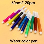 Resim 60 adet/120 adet Mini Sulu Boya Kalemleri Yıkanabilir 6 Renk 10 adet Toplam 60 Kalem, 12 Renk 10 adet Toplam 100 Kalem Etkinlik İmzaları Sulu Boya Boyama Doodle Kırtasiye Hediyeleri Ödüller için Uygun 