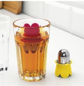 Resim 2 Adet Çay Süzgeci Metal MeridyenDukkan Pembe-Sarı Renk 2Li Süzgeç 6.5 Cm Çay Süzgeci 