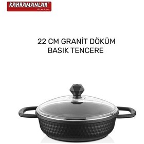 Resim Motto 22 Cm Basık Tencere Granit Döküm Siyah 