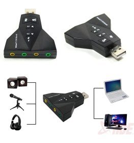Resim Aogo Harici USB 3D Ses Kartı Ses Çift Sanal 7.1 USB 2.0 Adaptör Dizüstü Bilgisayar Için Tak ve Çalıştır 