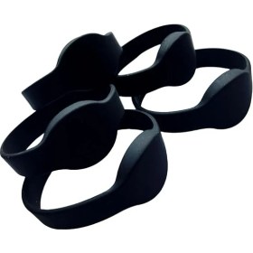 Resim Mıfare Classic 1k Rfıd Bileklik 13.56 Mhz ISO14443 A Silikon Yetişkin Boyut Siyah (5 Adet) 