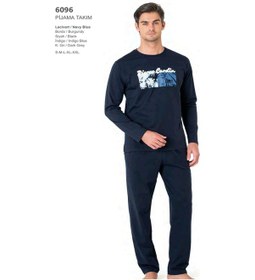 Resim Pierre Cardin 6096 Erkek Uzun Kollu Bisiklet Yaka Pijama Takımı-lacivert Lacivert 