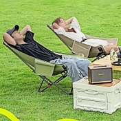 Resim 90 cm yükseklikte ve 45 cm genişliğinde taşınabilir katlanır açık hava sandalye, yüksek sırtlı ay şeklindeki kamp, tatil, balık tutma, plaj ve parti için uygun 