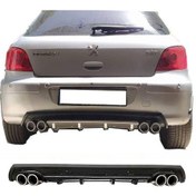Resim Peugeot 307 Uyumlu Siyah Difüzör Çiftli Yuvarlak Egzoz Görünümlü D Tip Difizör 
