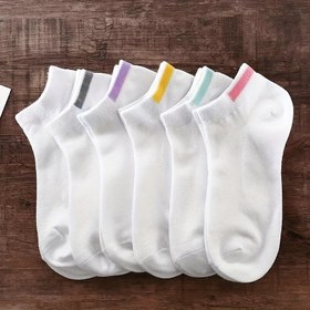 Resim 6'lı Paket Kadın Ayak Bileği Çorapları - Pastel Renk Vurgulu Şık Kabartmalı Tasarım, Yumuşak Nefes Alabilir Kumaş, İlkbahar & Sonbahar için Karışık Renkler, Günlük ve Resmi Kullanım İçin Uygun, Rahat Kalıp 