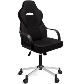 Resim Türksit İnka Yönetici Ve Oyuncu Koltuğu Plastik Kol Ve Metalik Gri Boyalı Ayaklı Siyah Siyah 