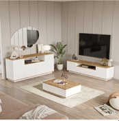 Resim Robin Home Loft Tv Ünitesi Orta Sehpa Konsol 3'Lü Set Çam-Beyaz 