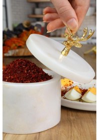 Resim El Yapımı Mermer Baharatlık Tuzluk Biberlik 2 Adet Siyah 