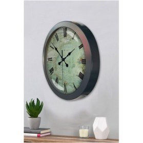 Resim Bahat Salon Ofis Duvar Saati Gri Metal Çerçeve 36 Cm 