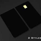 Resim 1 set 2 adet benzersiz minimalist "Saf Siyah" temalı kredi kartı çıkartması, kendinden yapışkanlı PVC malzeme, küçük çip kartlar, toplu taşıma kartları, banka kartları ve daha fazlası için uygun. Banka kartlarını korur, parti hediyesi veya hediye olarak mükemmel 