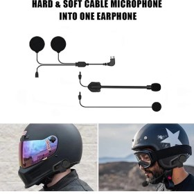 Resim Mikrofonlu Motosiklet Kaskı Kulaklığı Tam/Yarım Yüz Kaskları için 2'si 1 Arada İntercom Kulaklık Seti Typce 