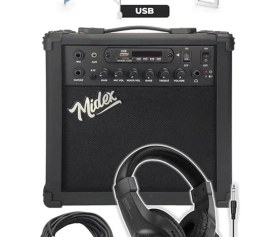 Resim Mga 25BKBT Hd Şarjlı Elektro Gitar Amfisi 25 Watt USB Bluetooth Distortion Kulaklık ve Kablo 