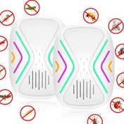 Resim HOTU 2 adet Çift Frekanslı Sesli Kemirici ve Böcek Kovucu - AB Fişi, 220-240V, 3 Renk (Pembe/Mor/Yeşil) ile 6 Altıgen Havalandırma Deliği için Ev, Yatak Odası, Mutfak, Süpermarket Haşere Kontrolü, Böcek Kovucu Cihazı, Modern Estetik, Dayanıklı Plastik 