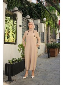 Resim Fermuarlı Kapüşonlu Kap Bej 