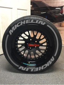 Resim Performance Stickers Michelin Şerit Lastik Yazısı 31mm Tüm Lastik Yanaklarına Uyumlu Araç Lastik Sticker 8adet 
