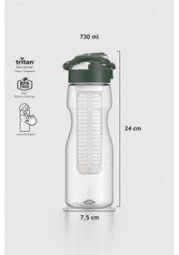 Resim Renga Saga Süzgeçli 730 Ml Tritan Detoks Matara 911006 Yeşil Yeşil 