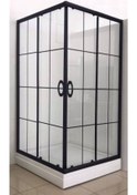 Resim Markaduş 90x90 Siyah Çizgili 5Mm Cam Duşakabin (Tekne Hariç ) Siyah 