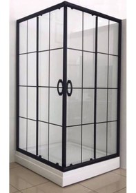 Resim Markaduş 90x90 Siyah Çizgili 5Mm Cam Duşakabin (Tekne Hariç ) Siyah 