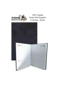 Resim 2025 Ajanda Ciltli Termo Kapak 1 Adet 17x24 Cm Ajanda 2025 Çizgili Ajanda Günlük Planlayıcı Termo Kapak 7000 Ofis Okul Siyah 