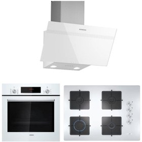 Resim Siemens Yeni Ankastre Set HB012FBW1T Fırın EO7C2PO12O Ocak 67 cm ve LC63KPJ20T Davlumbazlı Set 