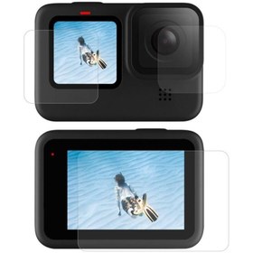 Resim TELESIN Gopro Hero10 / Hero9 Black Temperli Kırılmaz Cam Filmi Ekran Koruyucu (ÖN EKRAN ARKA EKRAN LENS) 