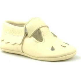 Resim Hapshoe Kids Hakiki Deri Bej Lastikli Kız Bebek Patik Bej 