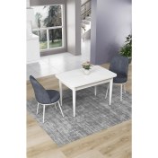 Resim Canisa Concept Nil Serisi 70 x 110 cm Sabit Beyaz Mutfak Masa Takımı+2 Adet Sandalye 