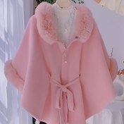 Resim Şık Tanrıça Kore Tarzı Zarif Vizon Yaka Pelerin Şal Kadın Sonbahar Ceketi, Yüksek Kalite Kemerli, Yarasa Kollu Hırka Ceket, Sonbahar/Kış Fransız Pelerini 2025, Yüksek Kalite Kore Versiyonu, Yeni Kalınlaştırılmış Vizon Yaka Ceket 