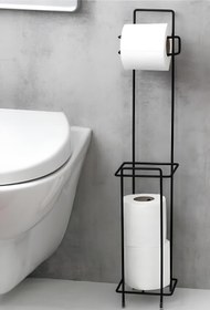 Resim Genel Markalar Kaliteli Siyah Yedekli Wc Banyo Duş Tuvalet Kağıtlık Kare Kağıtlığı 