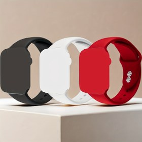 Resim Apple Watch Serisi SE/1-9, Ultra/Ultra 2 ile Uyumlu 3-Pack Silikon Spor Bantları - Su Geçirmez Erkek ve Kadınlar için Deployant Klaplı Bileklik 