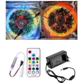 Resim 10 Metre 12v Dış Mekan 60 Pixel Ledli 17 Tuşlu Sese Ve Müziğe Duyarlı Rf Kumandalı 5a Priz Tipi Plas 